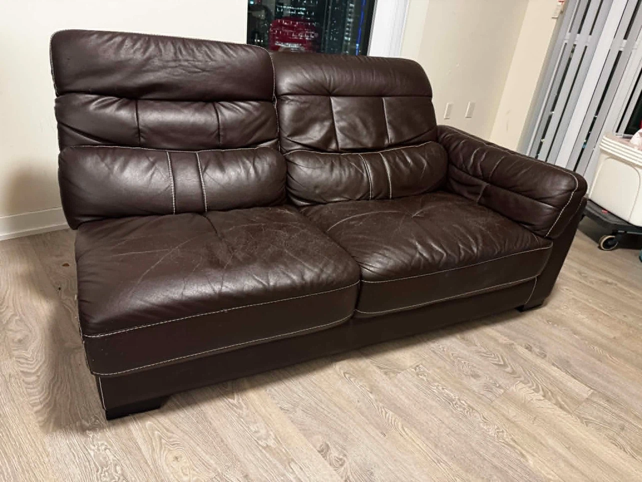 Black Leather Loveseat Sofa - photo 2
