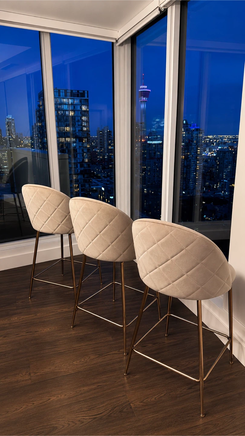 Modern Velvet Grey Bar Stools (Set of 3) - photo 2