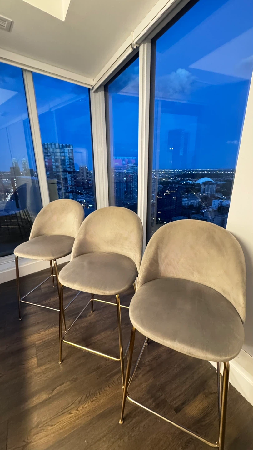 Modern Velvet Grey Bar Stools (Set of 3) - photo 3