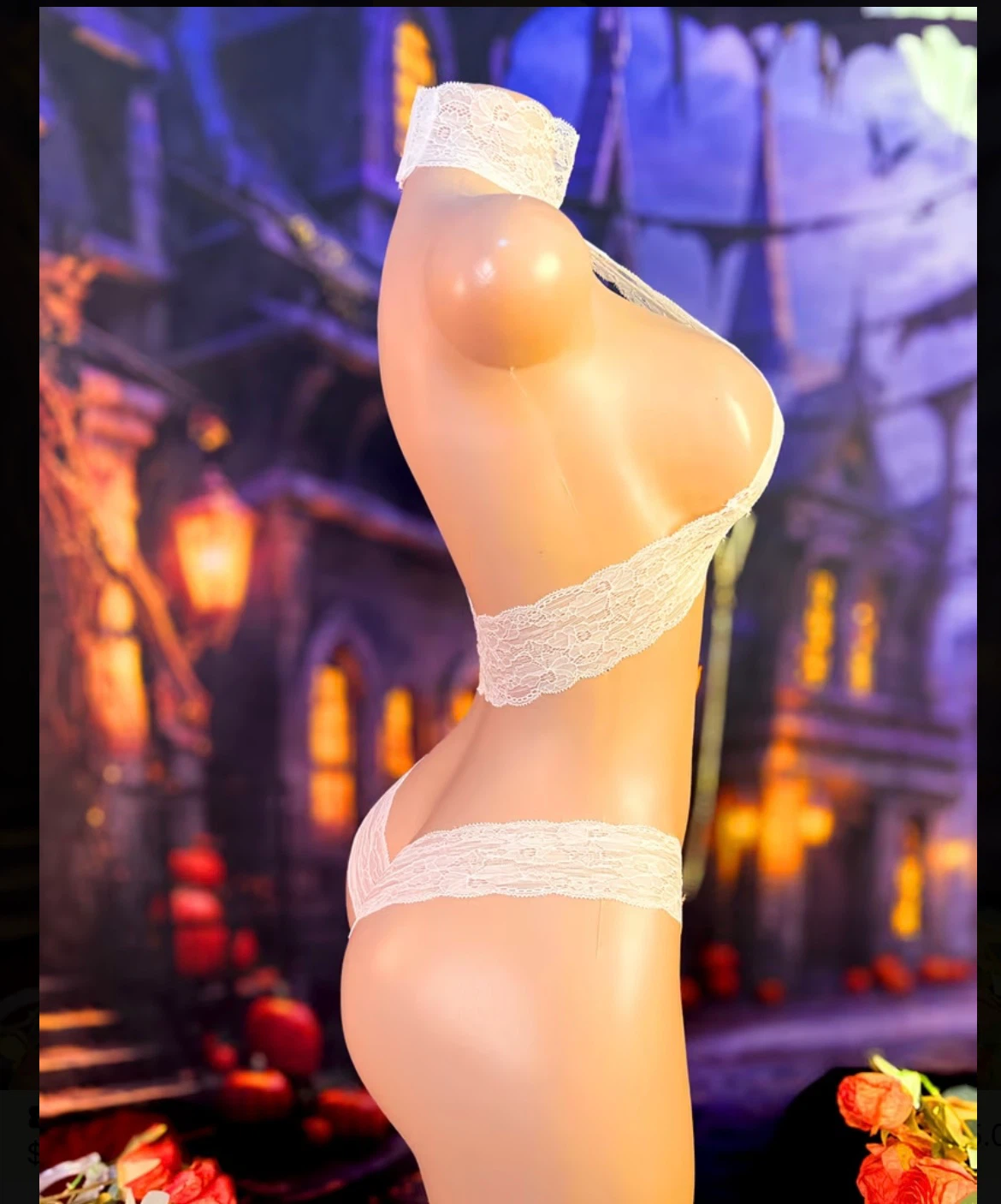 White Lace Lingerie Set with Halter Neckline - photo 2