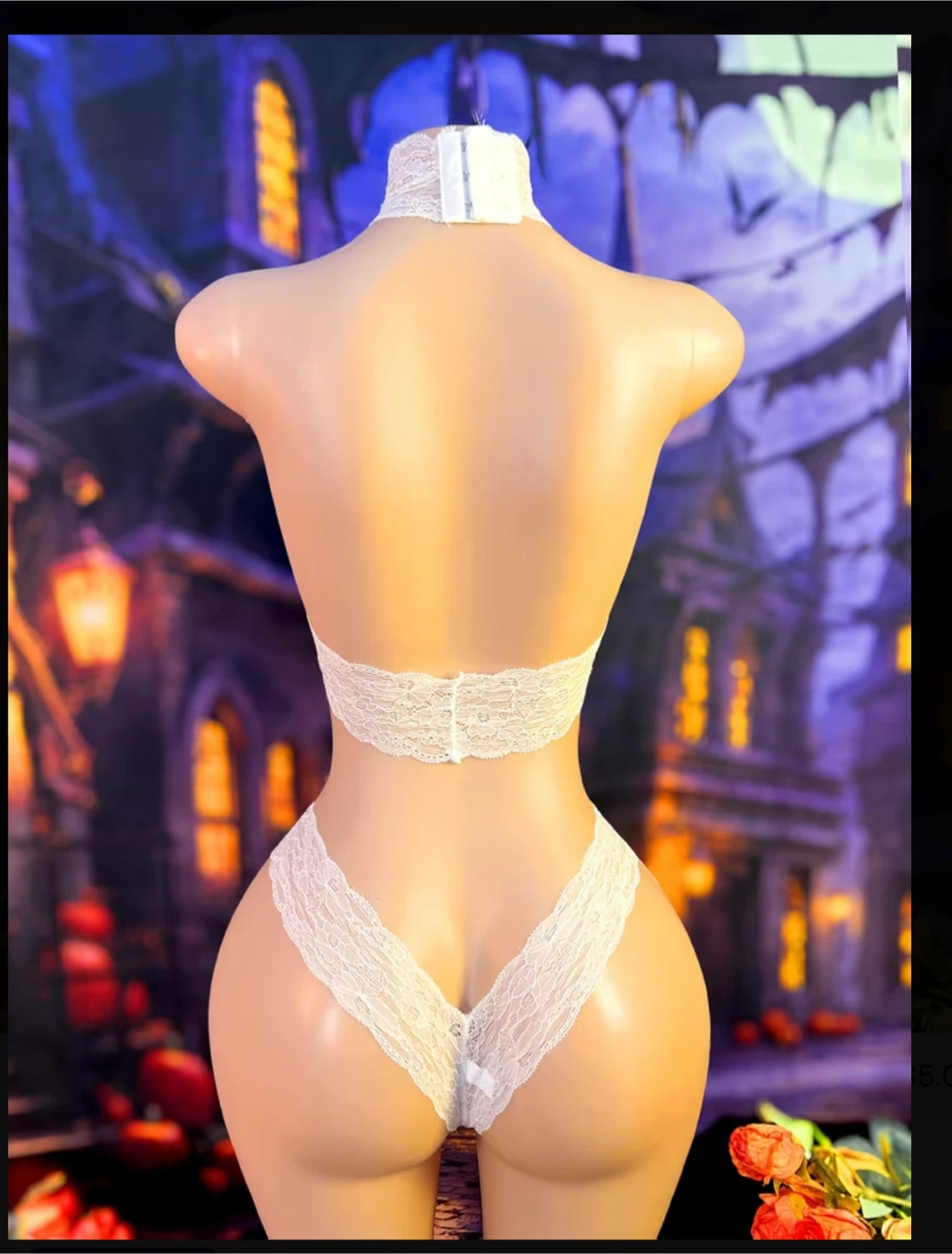 White Lace Lingerie Set with Halter Neckline - photo 3