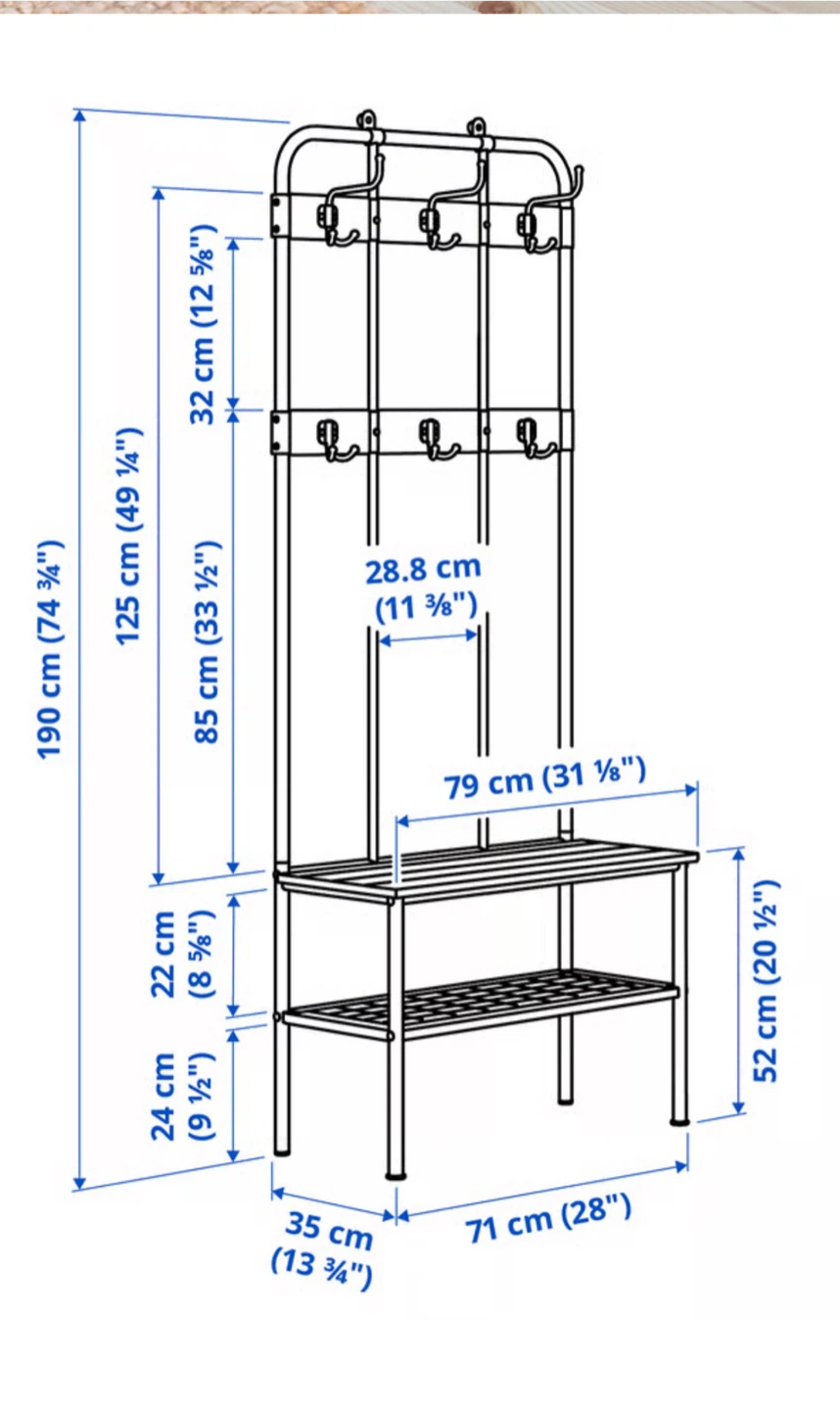 IKEA Hallway Stand with Shoe Rack - Black - photo 2