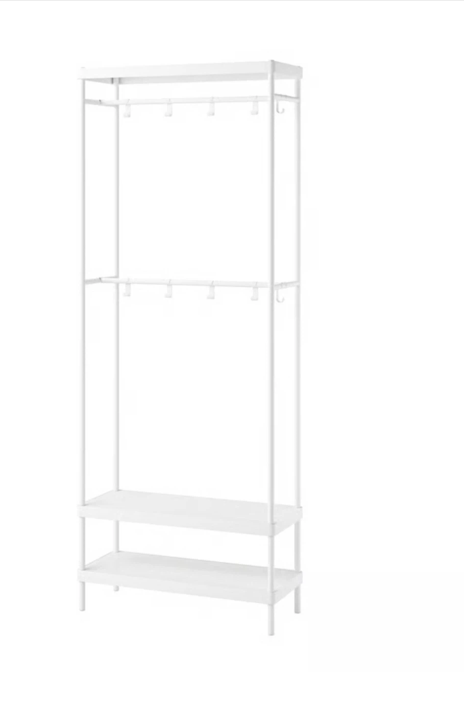 IKEA White Garment Rack with Shelves