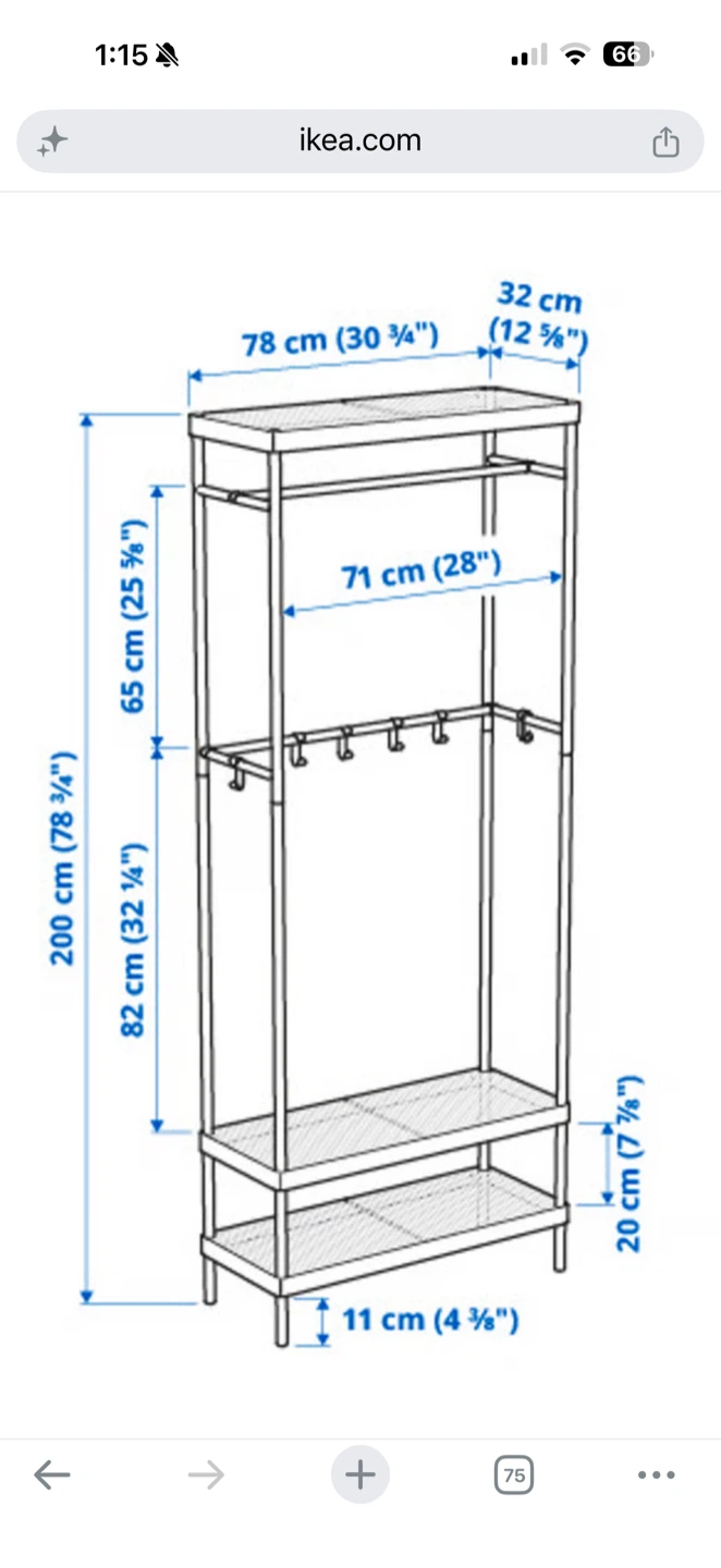 IKEA White Garment Rack with Shelves - photo 2