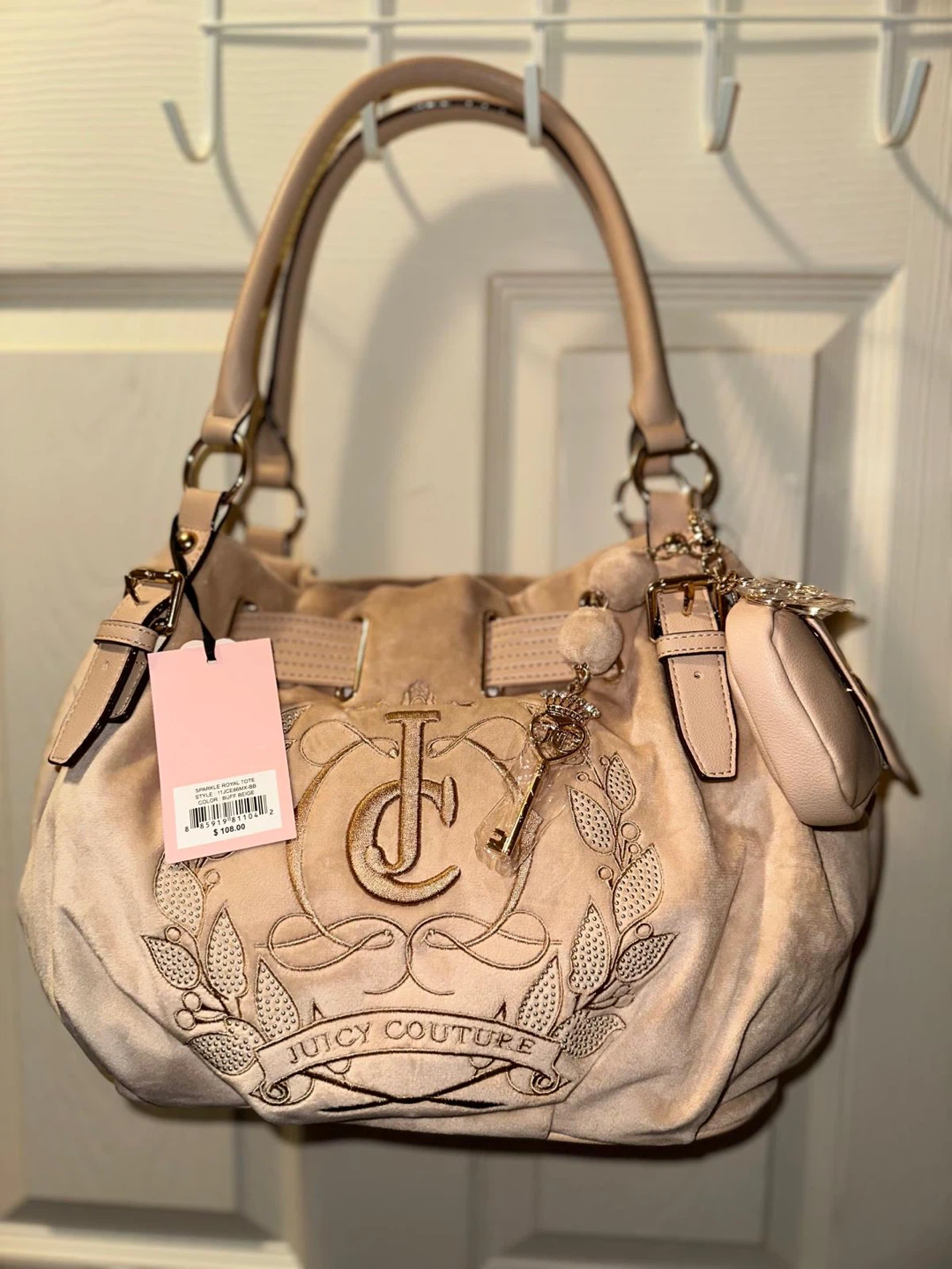 Juicy Couture Royal Tote Beige Daydreamer Velour