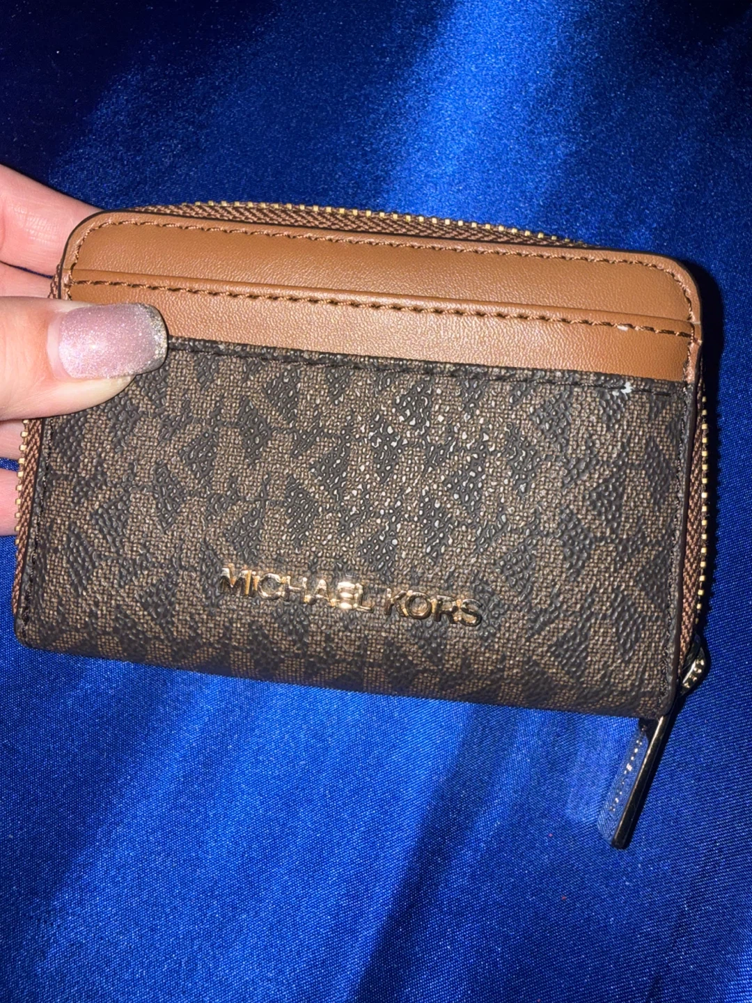 Michael Kors Brown Monogram Zip Coin Pouch