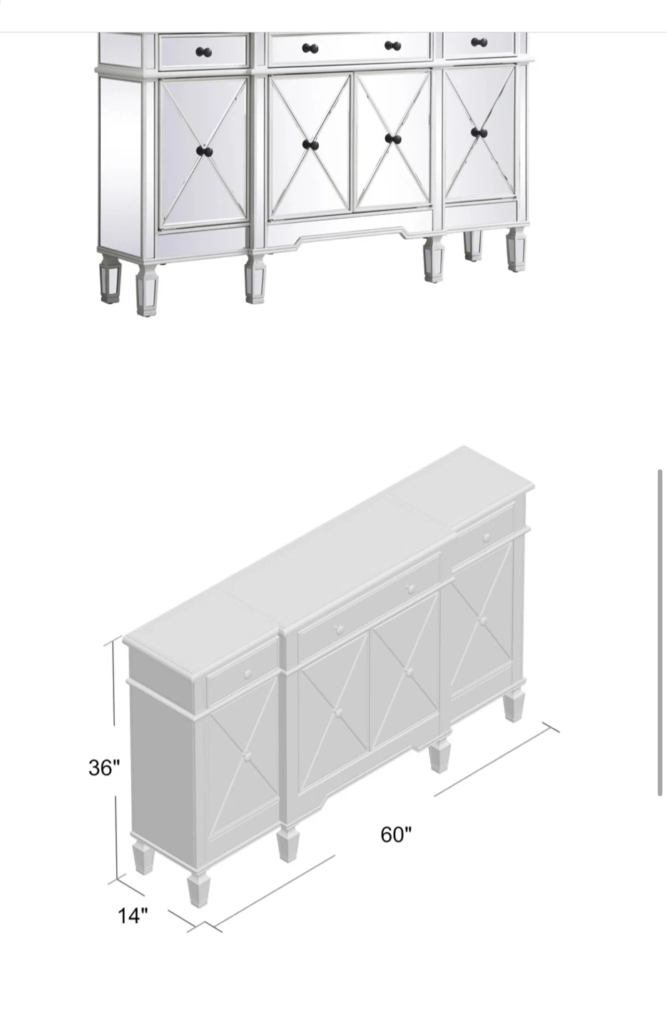 Mirrored Buffet Cabinet - photo 2