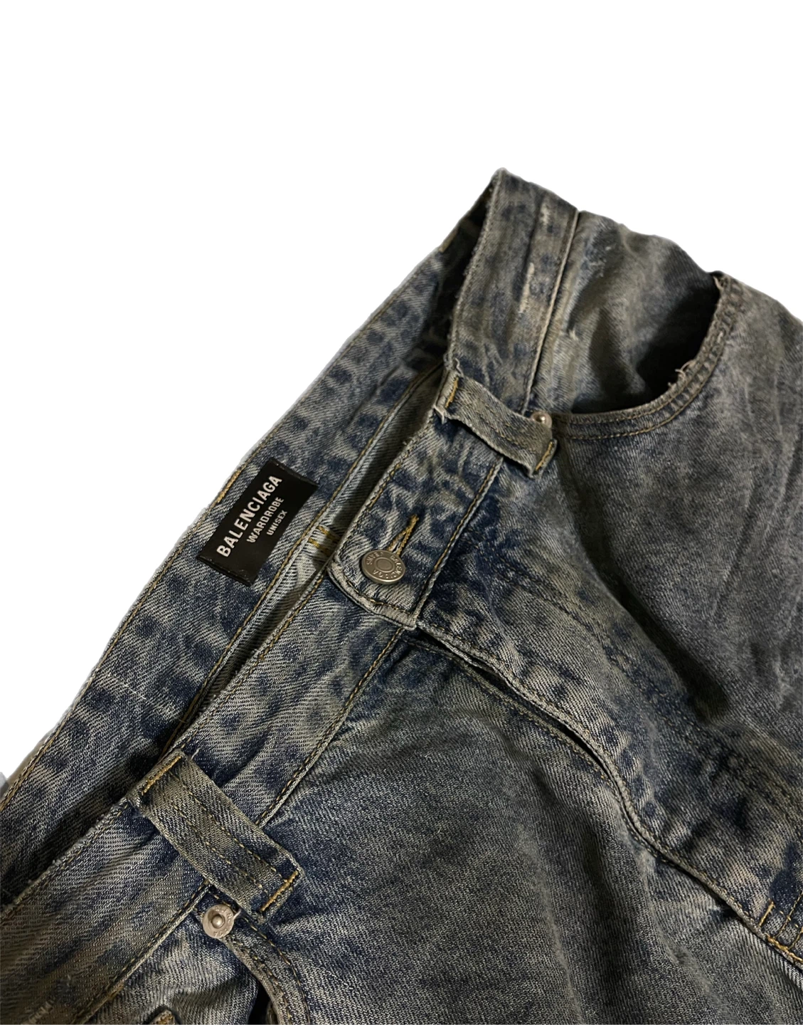 Balenciaga Mud Oil Spilled Distressed Wide-Leg Jeans - photo 3