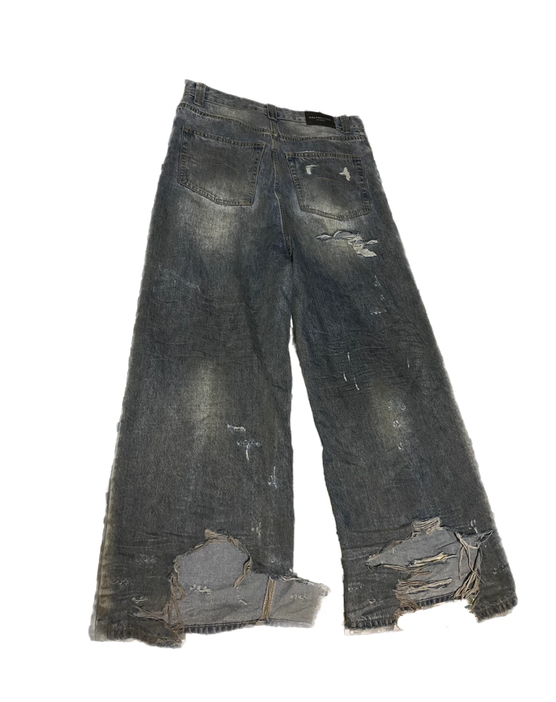 Balenciaga Mud Oil Spilled Distressed Wide-Leg Jeans - photo 4