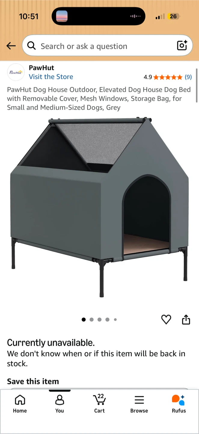 PawHut Elevated Dog Bed