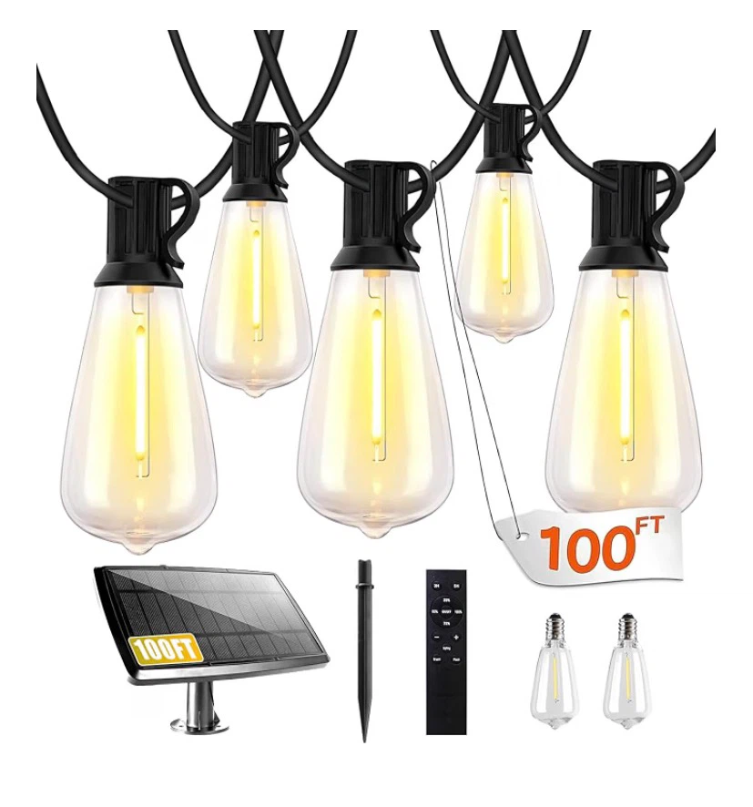 100FT Solar String Lights Outdoor with Remote - New