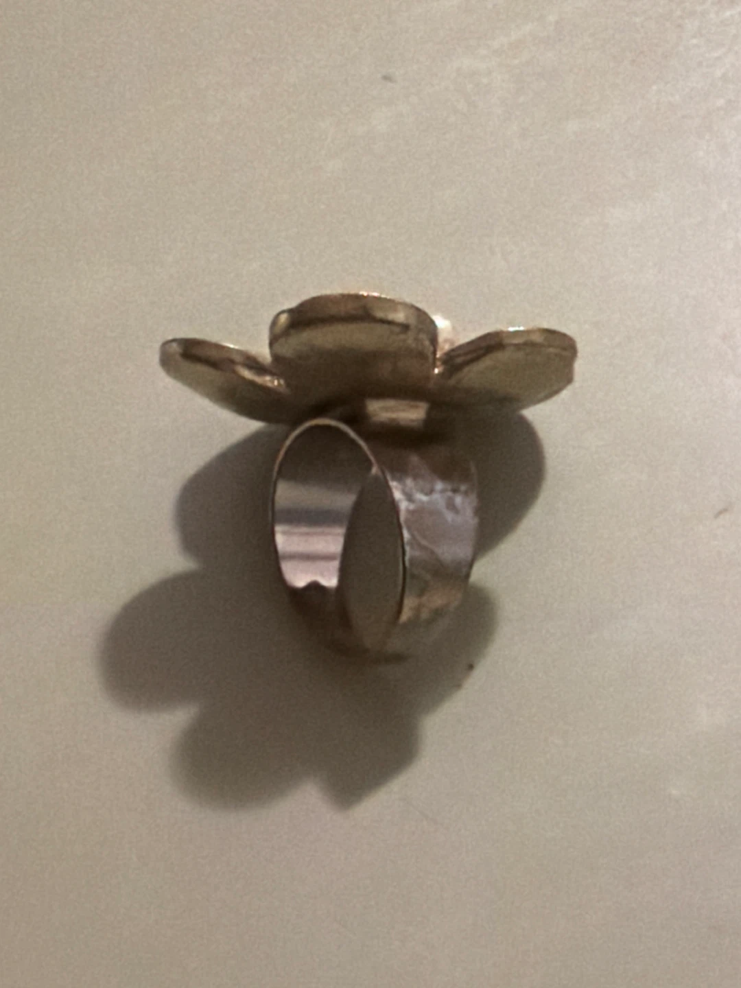 Adjustable Flower Ring with Pearls - photo 2