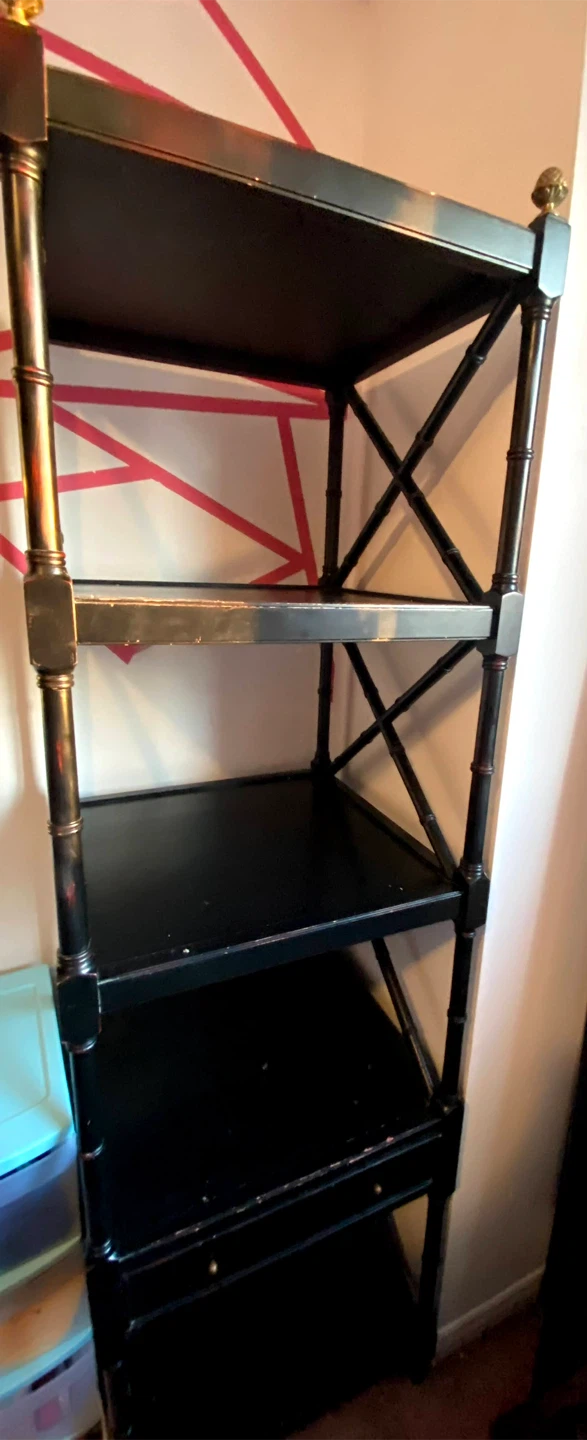 Black Baker's Rack Shelf Unit with Drawer - photo 2