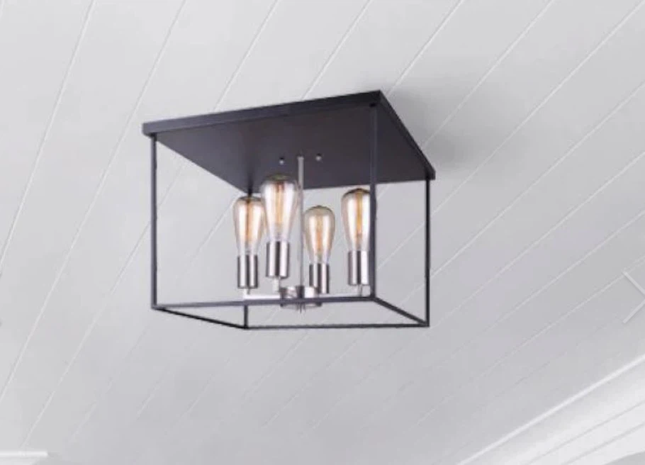 Modern Black Square Flush Mount Ceiling Light
