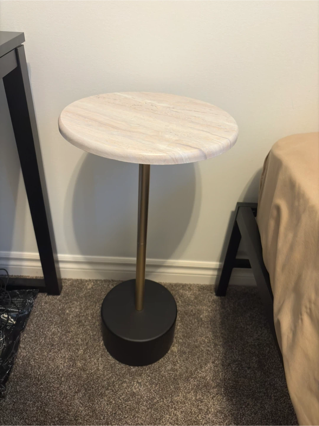 Faux Marble Top small cocktail Pedestal Side Table