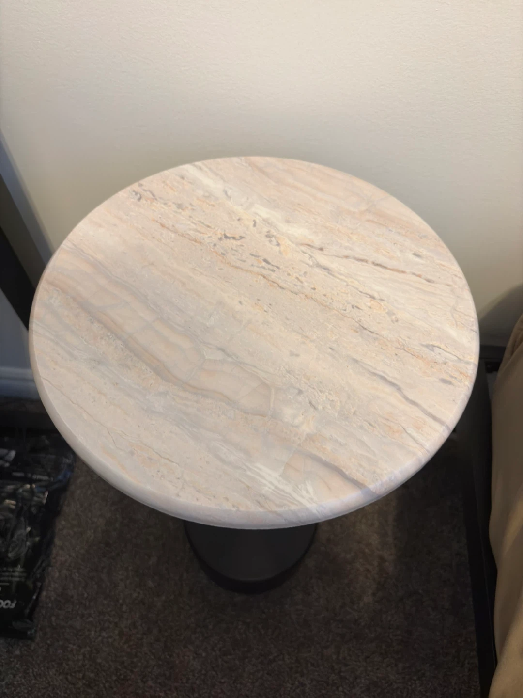 Faux Marble Top small cocktail Pedestal Side Table - photo 2