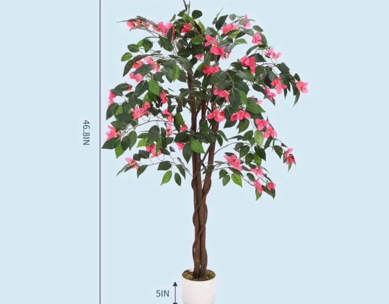 4FT Potted Faux Bougainvillea Tree with Pink Blooms