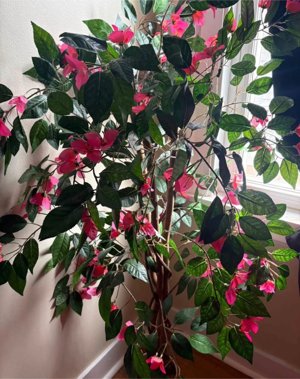 4FT Potted Faux Bougainvillea Tree with Pink Blooms - photo 2