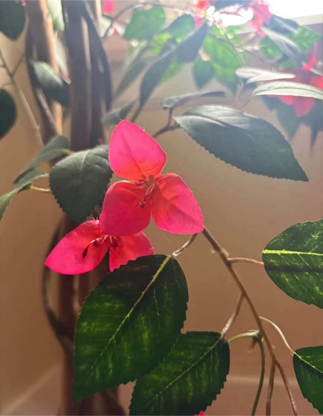 4FT Potted Faux Bougainvillea Tree with Pink Blooms - photo 3