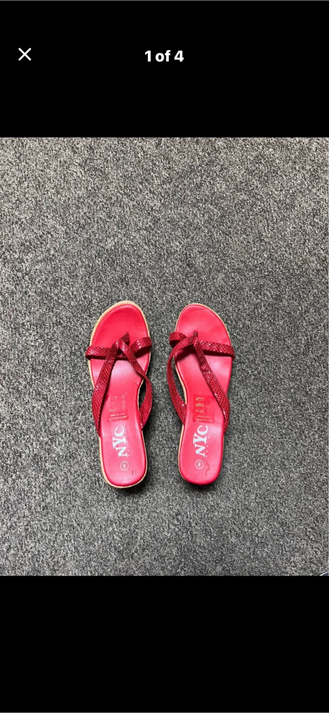 Red Wedge Flip Flops