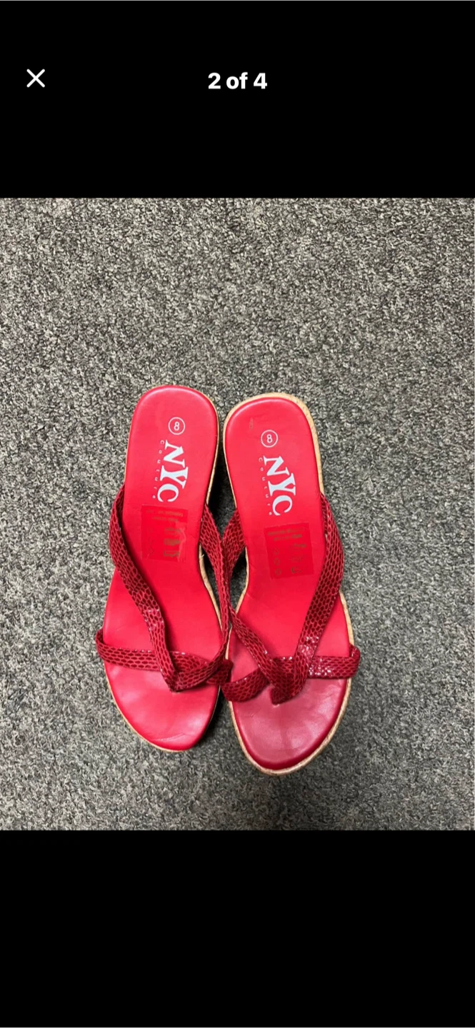 Red Wedge Flip Flops - photo 3
