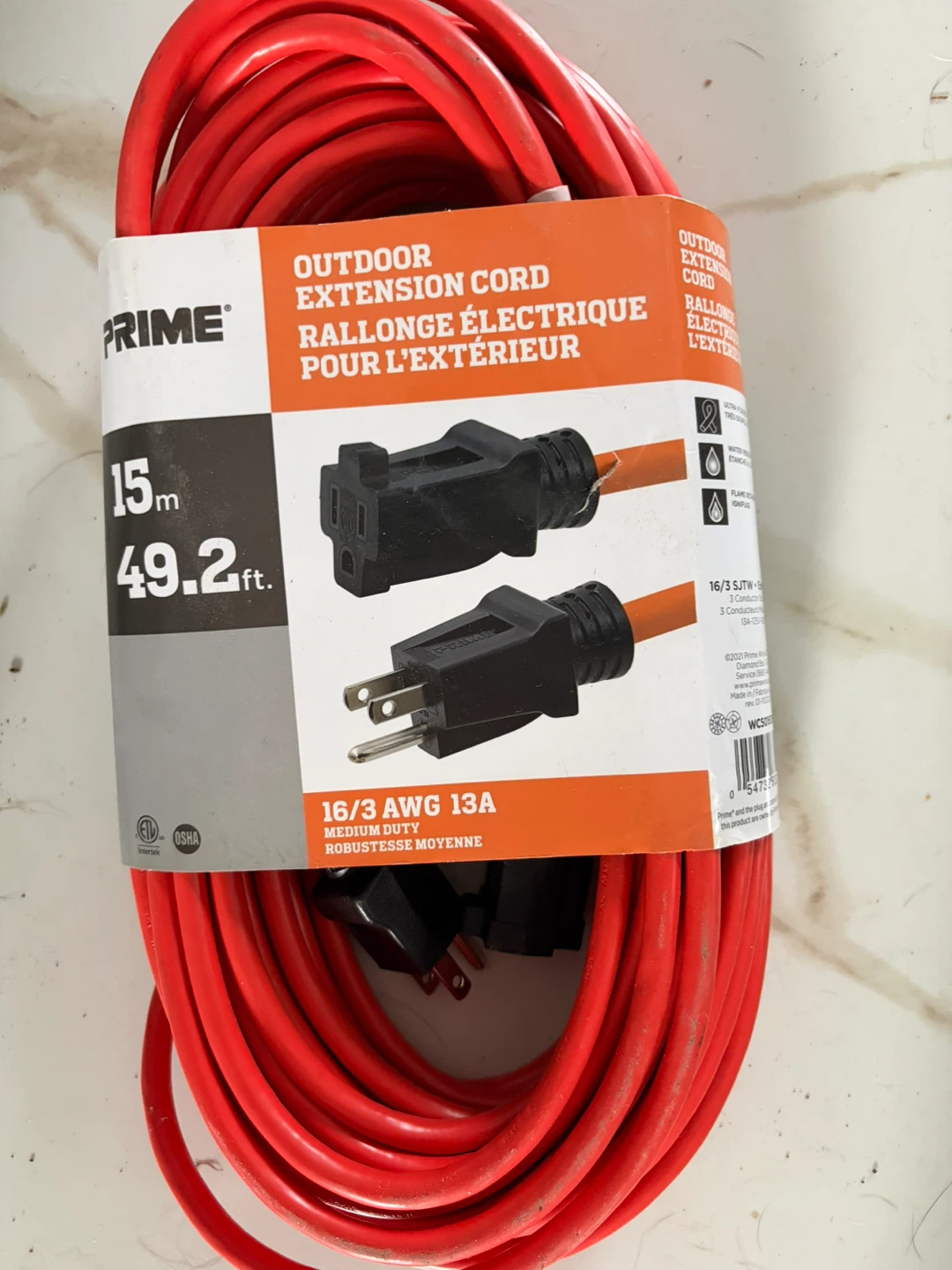 Prime outdoor extension cord - 49.2 feet - photo 2