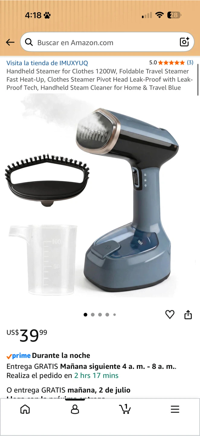 DEAL $20 Handheld Steamer for Clothes 1200W Blue