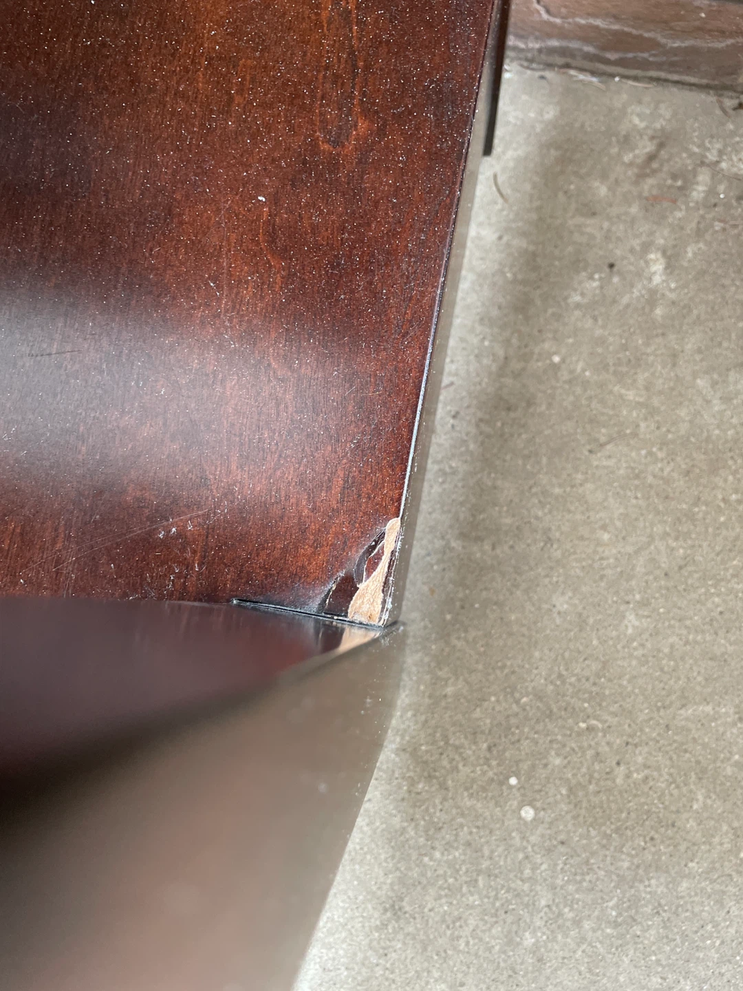 Pair of Dark Brown End Tables with Glass Tops - photo 3