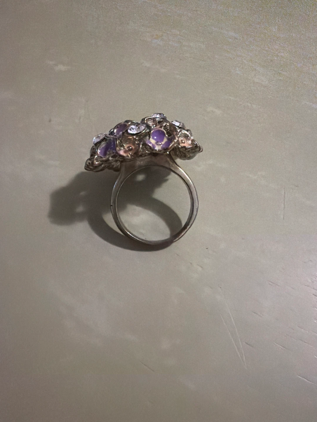 Floral Ring with Purple and Clear Stones - photo 2