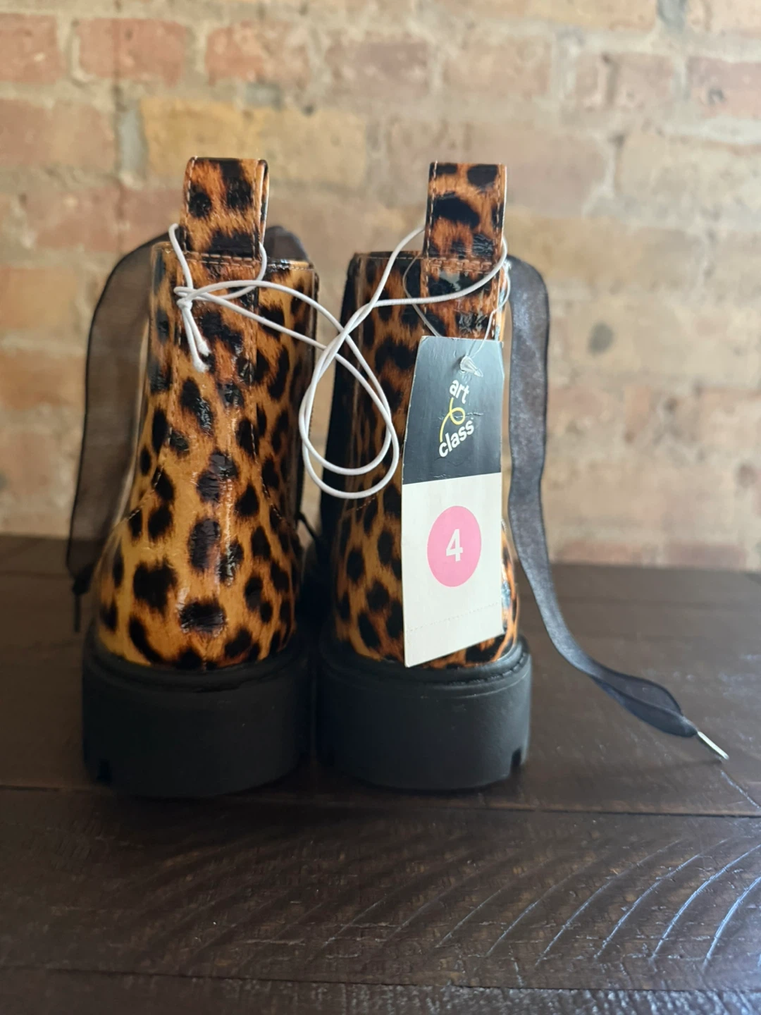 Size 4 girls Art Class Leopard Print Combat Boots - photo 2