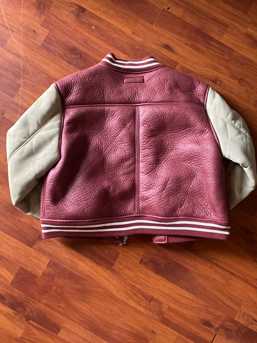 Varsity Jacket - Burgundy & Tan Leather - photo 2