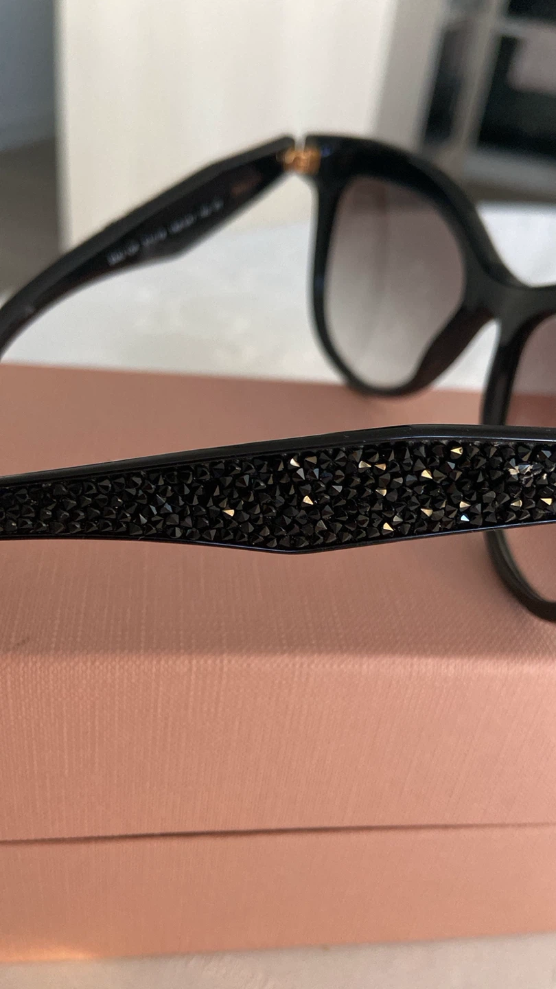 Miu Miu Black Embellished Sunglasses