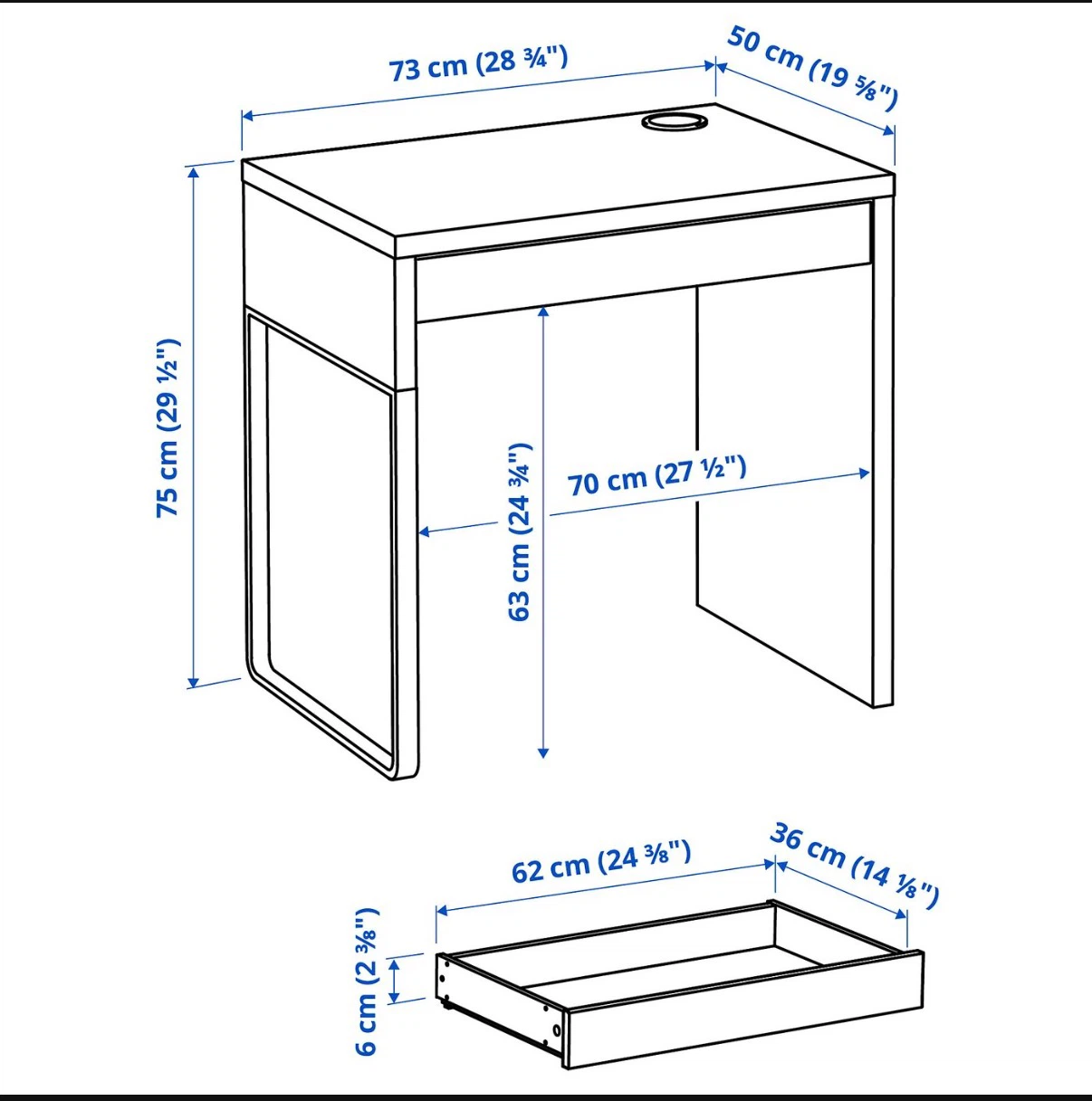 Micke Desk with Drawer - photo 2