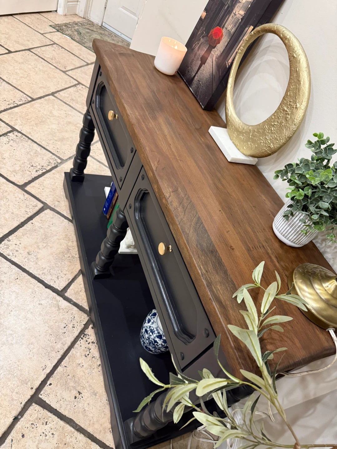 Black Console Table with Two Drawers - photo 2