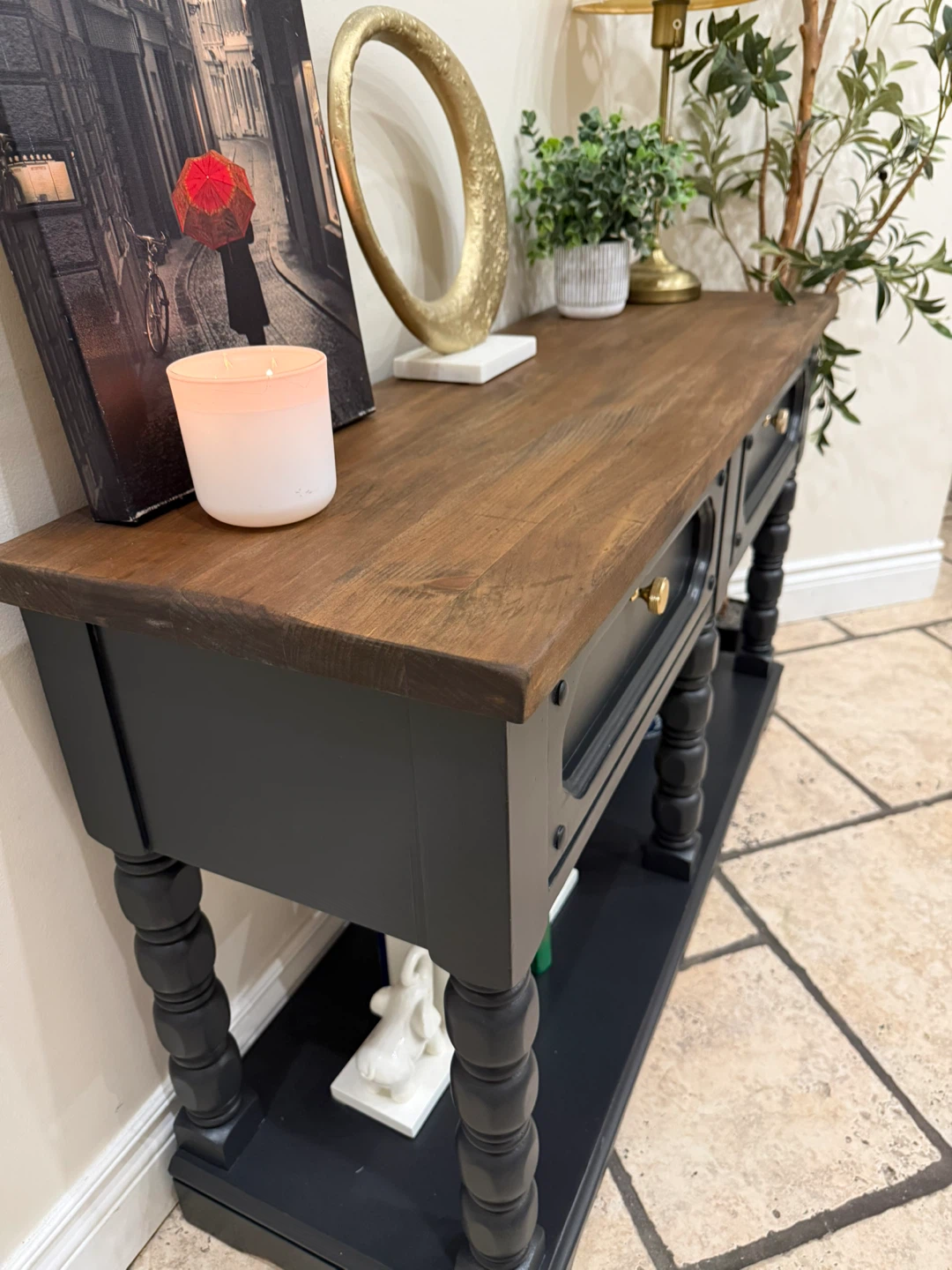 Black Console Table with Two Drawers - photo 3