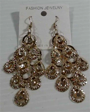 Lot of 12 Fashion Jewelry Gold Painted Chandelier Earrings - photo 2