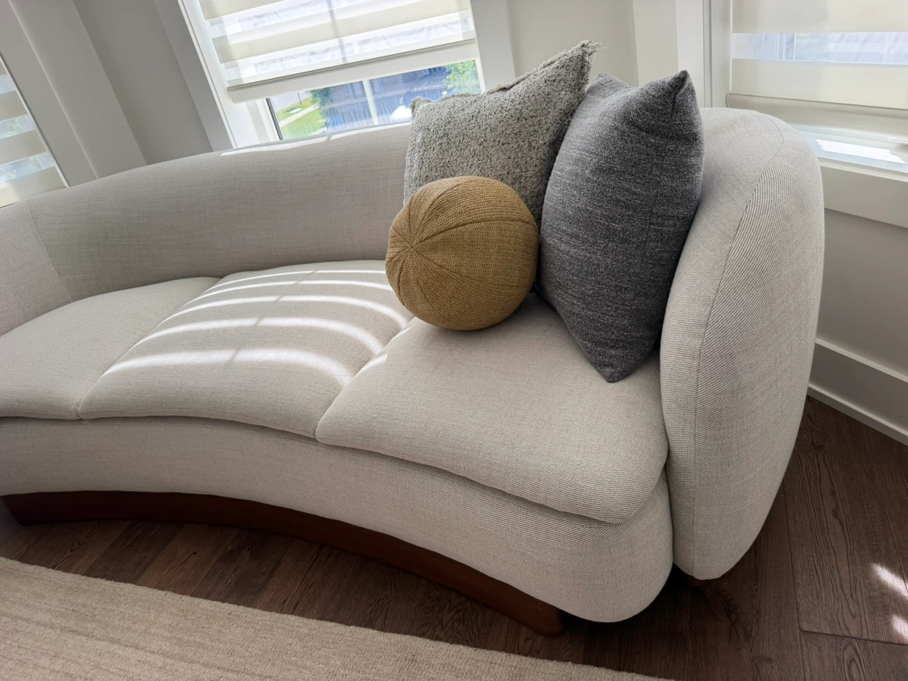 CB2 Curved Sofa with Neutral Fabric - photo 2