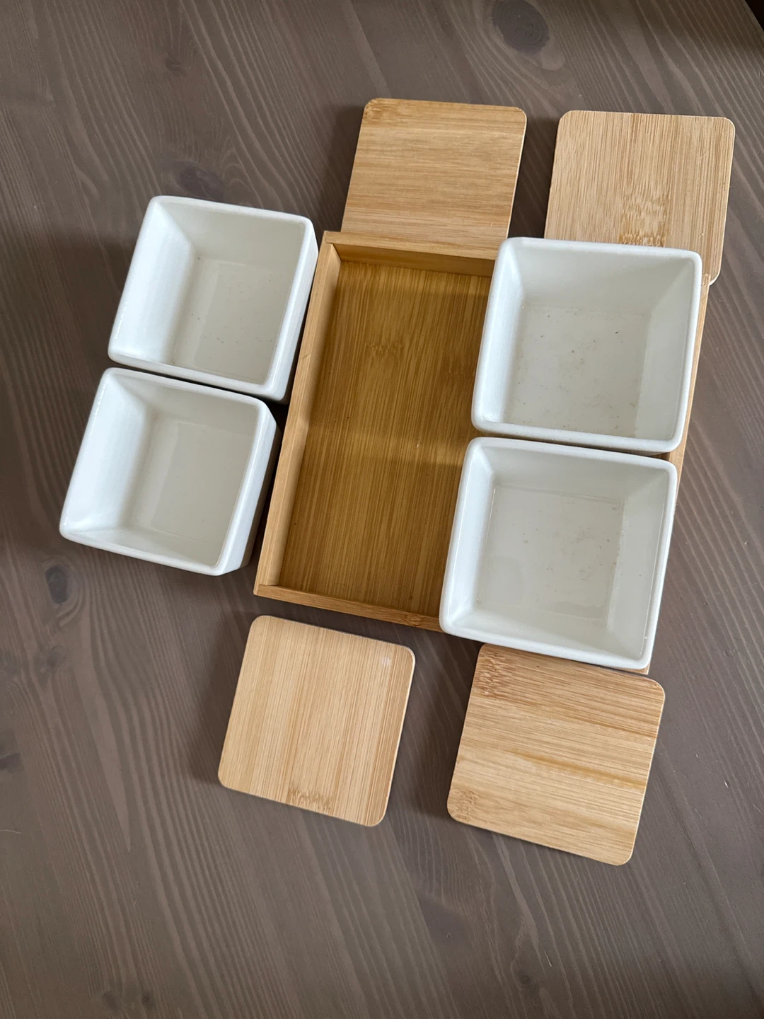 Bamboo and Ceramic Serving Dish Set with Lids - photo 3