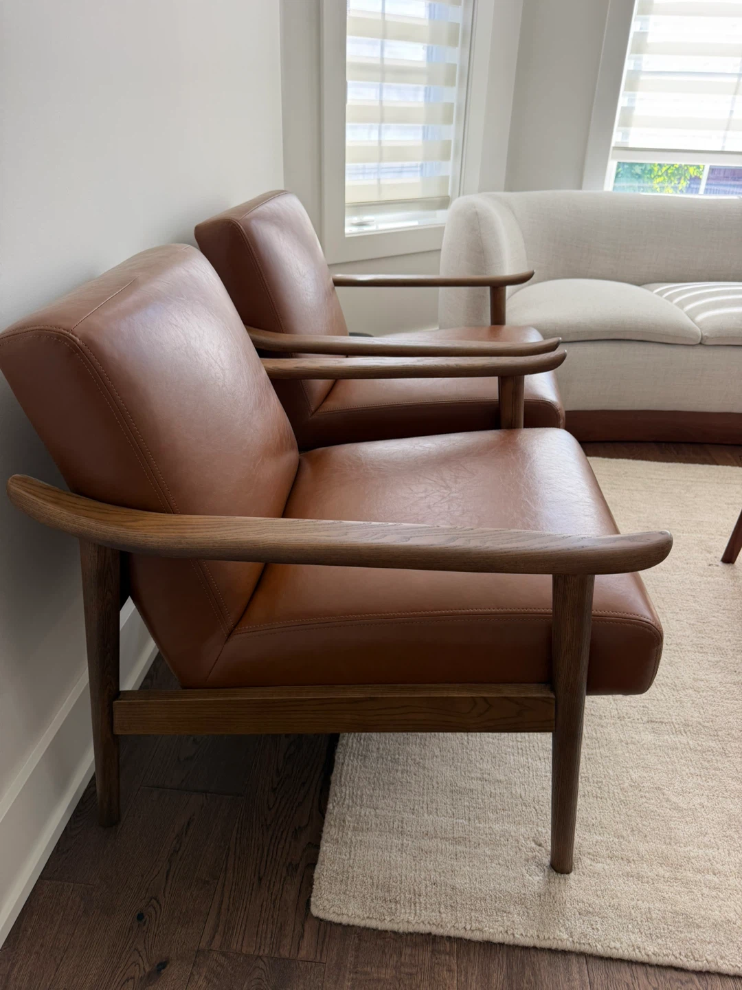 CB2 Mid-century Modern Armchair - Brown Faux Leather