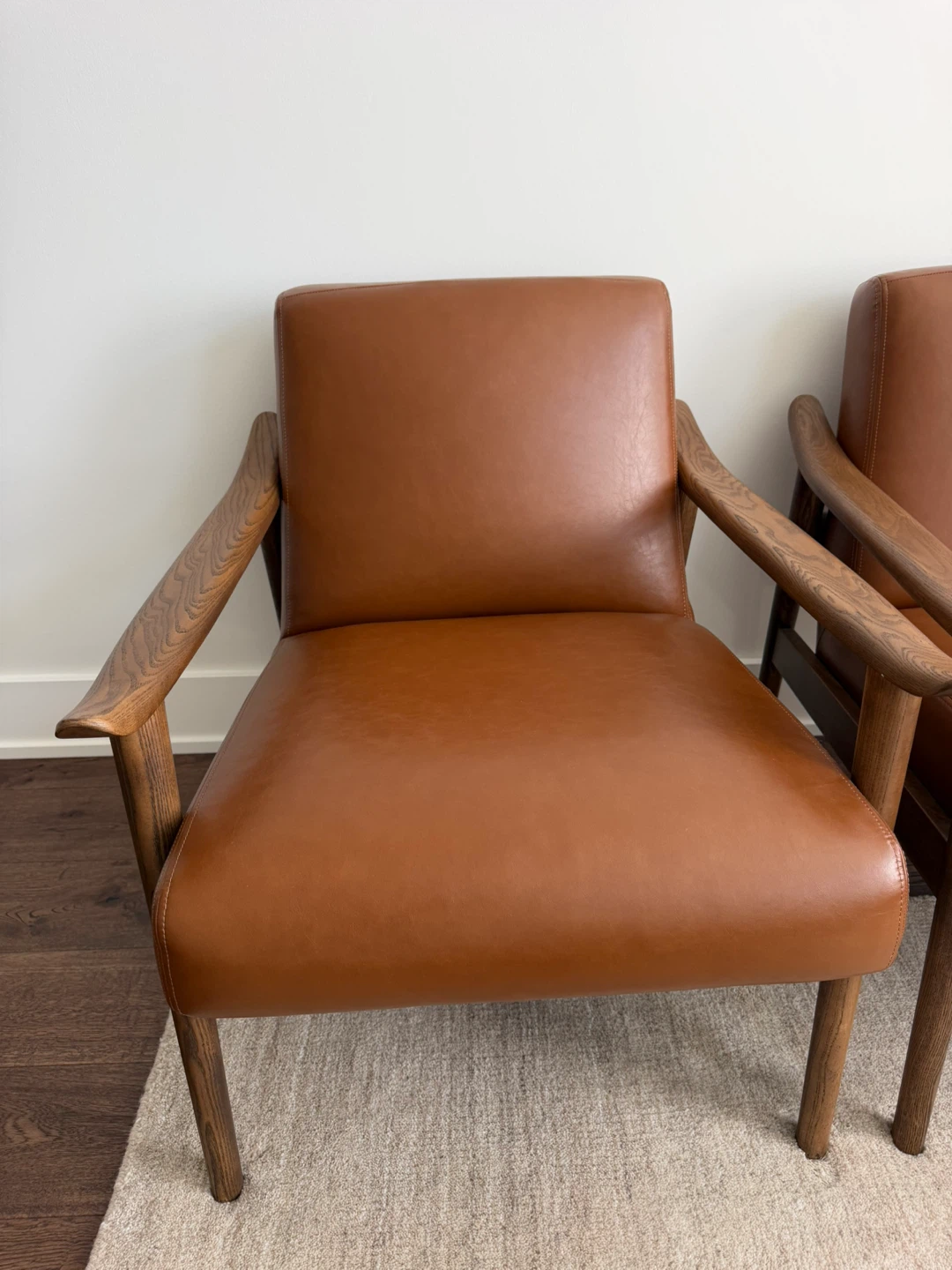 CB2 Mid-century Modern Armchair - Brown Faux Leather - photo 2