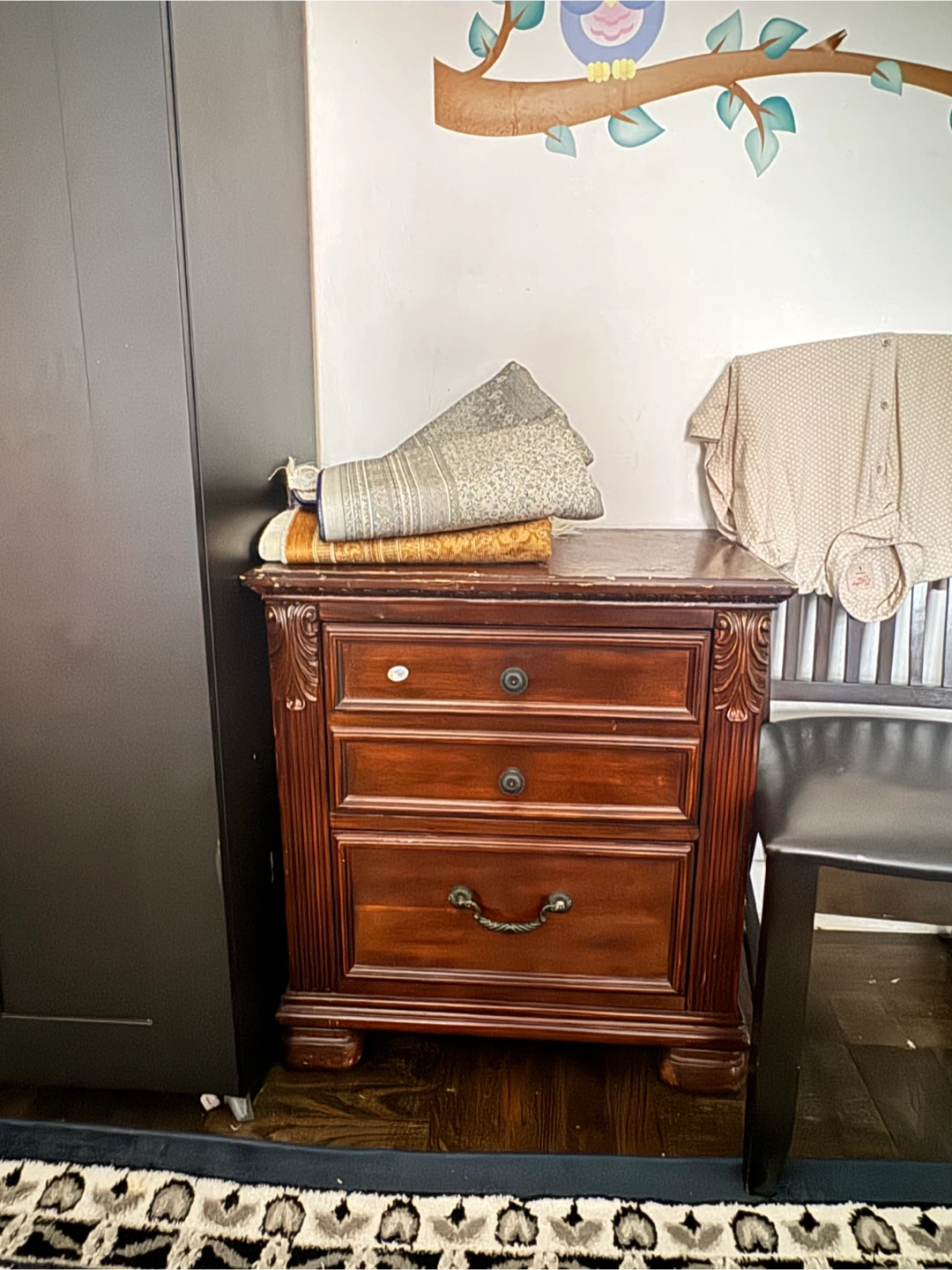 Large Wooden Dresser with Mirror and night stand