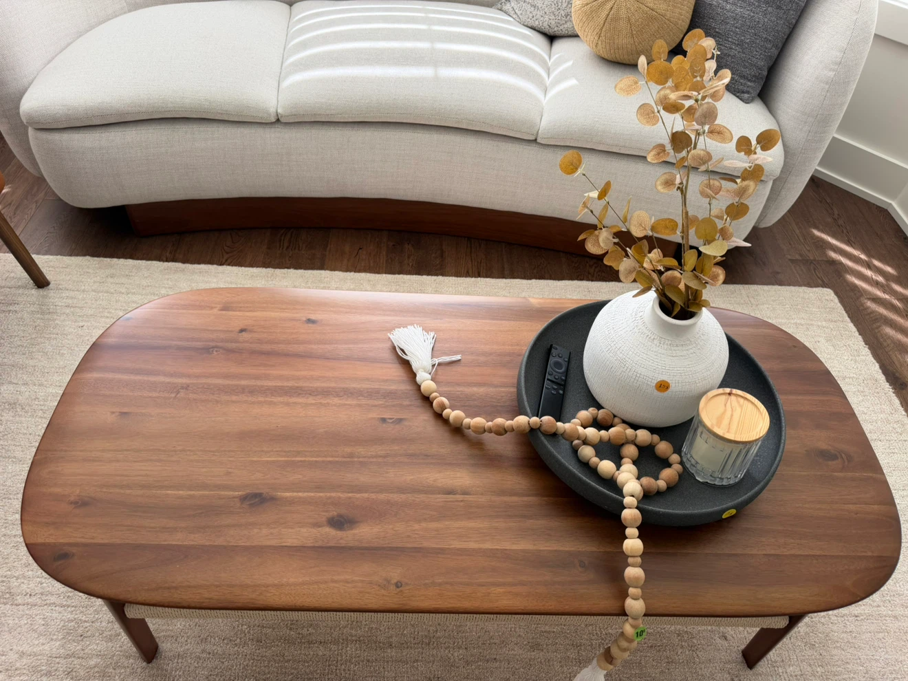 CB2 Wooden Coffee Table with Woven Shelf - photo 3