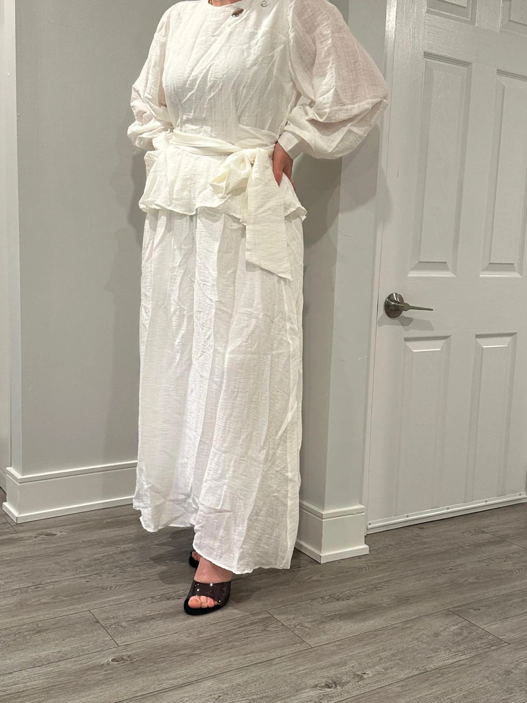 White Pleated Maxi Dress