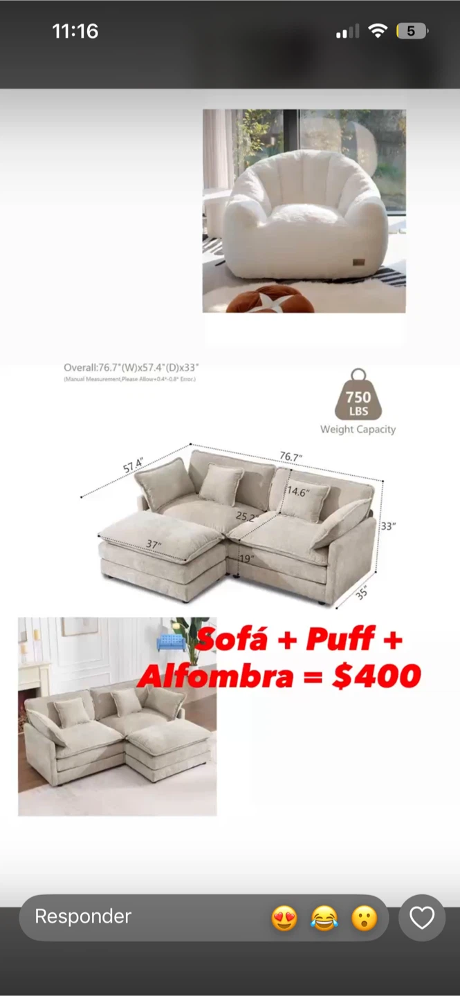 Sectional Sofa with Ottoman