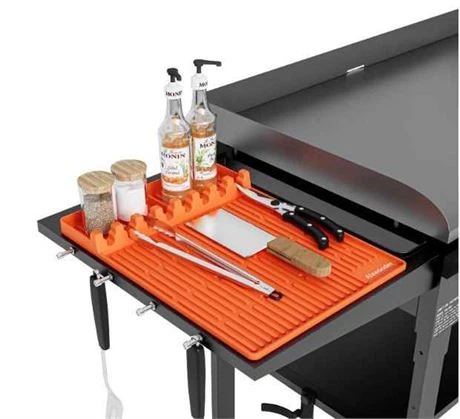16"x11.5" Silicone Food-grade Grill Mat w/ Utensil Holder