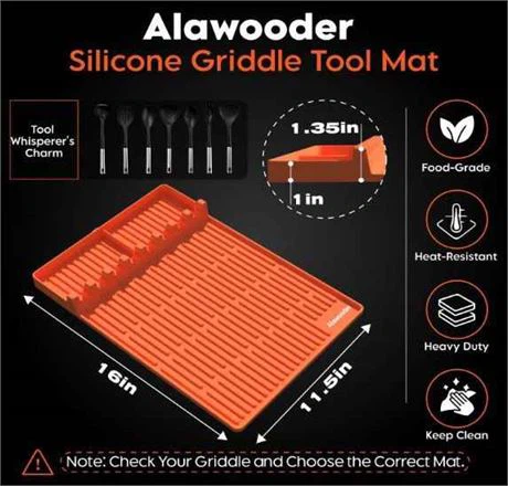 16"x11.5" Silicone Food-grade Grill Mat w/ Utensil Holder - photo 2