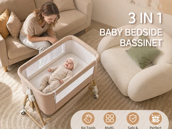 🔥 Brand NEW – 3-in-1 Baby Bassinet Bedside Sleeper (Khaki) - photo 3