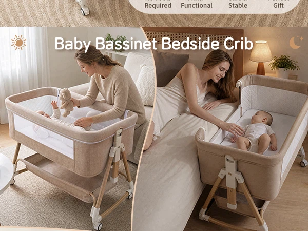🔥 Brand NEW – 3-in-1 Baby Bassinet Bedside Sleeper (Khaki) - photo 4