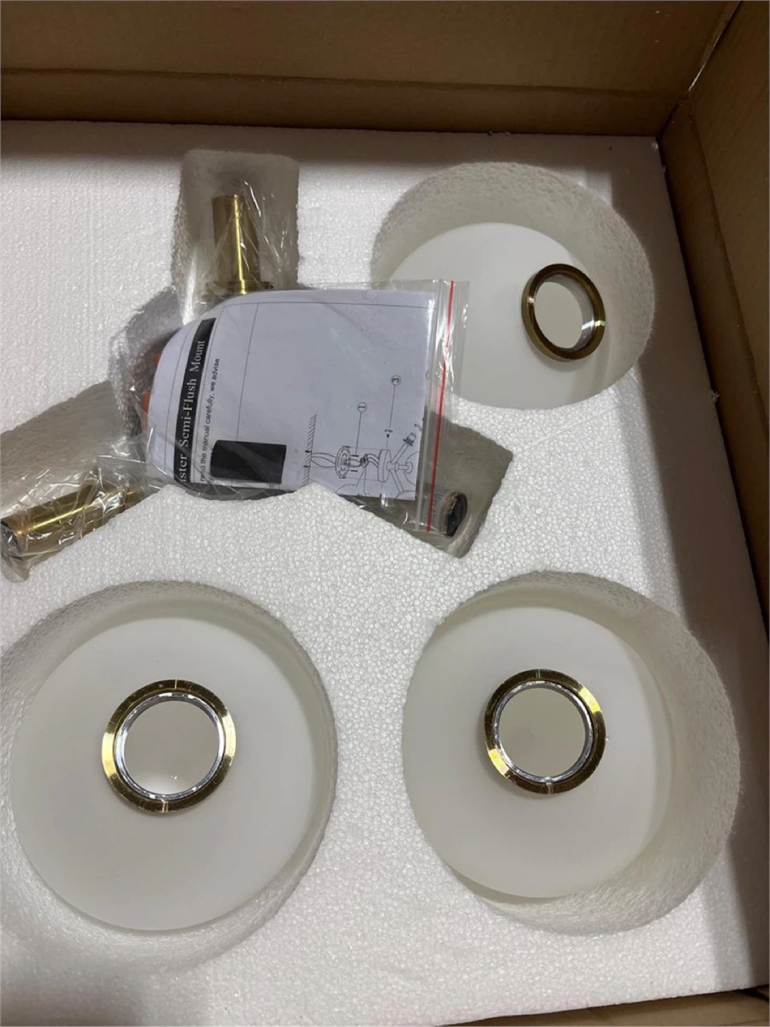 Gold Semi Flush Mount Ceiling Light Fixture - BNIB - photo 3