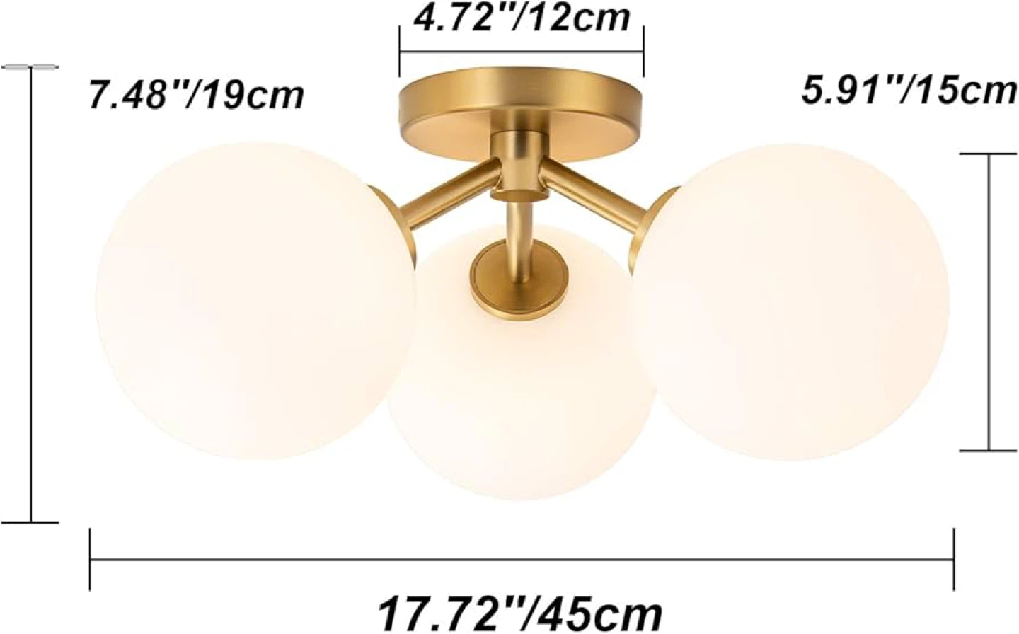 Gold Semi Flush Mount Ceiling Light Fixture - BNIB - photo 4